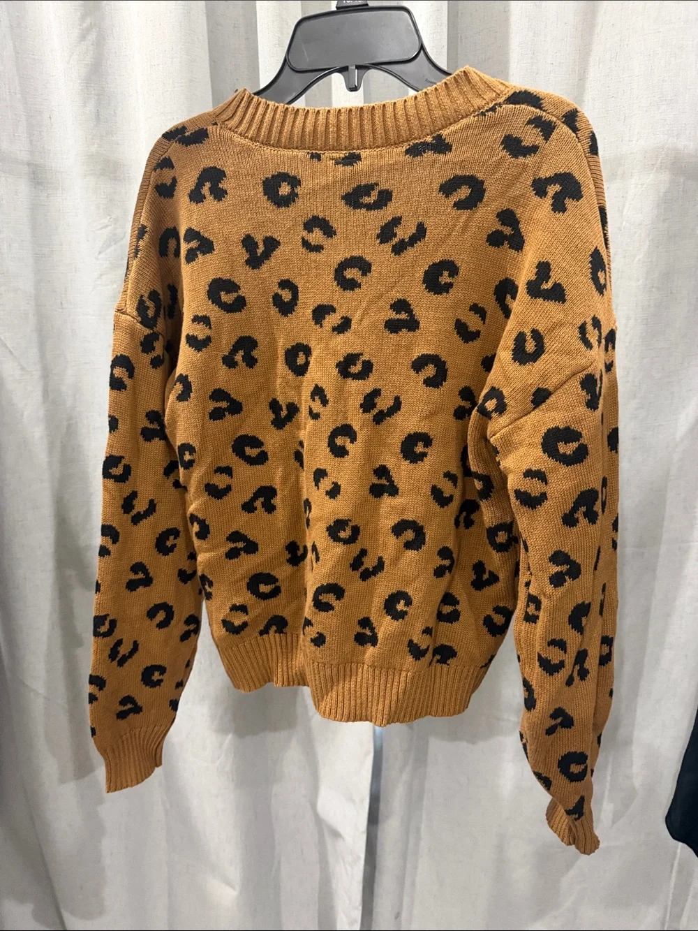 Old Navy Leopard Print V-Neck Cardigan - Mustard & Black